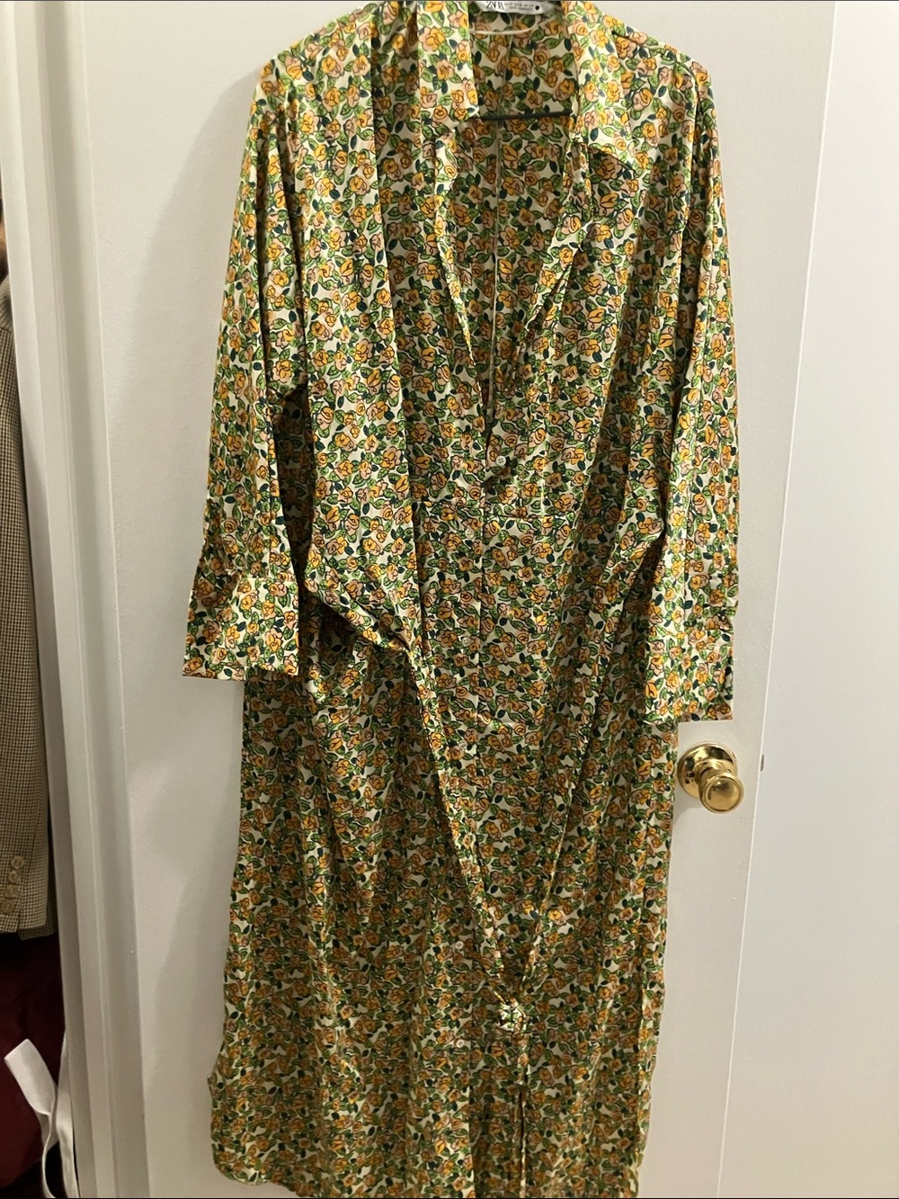 Floral Print Zara Long Lightweight Dress - Yellow & Green